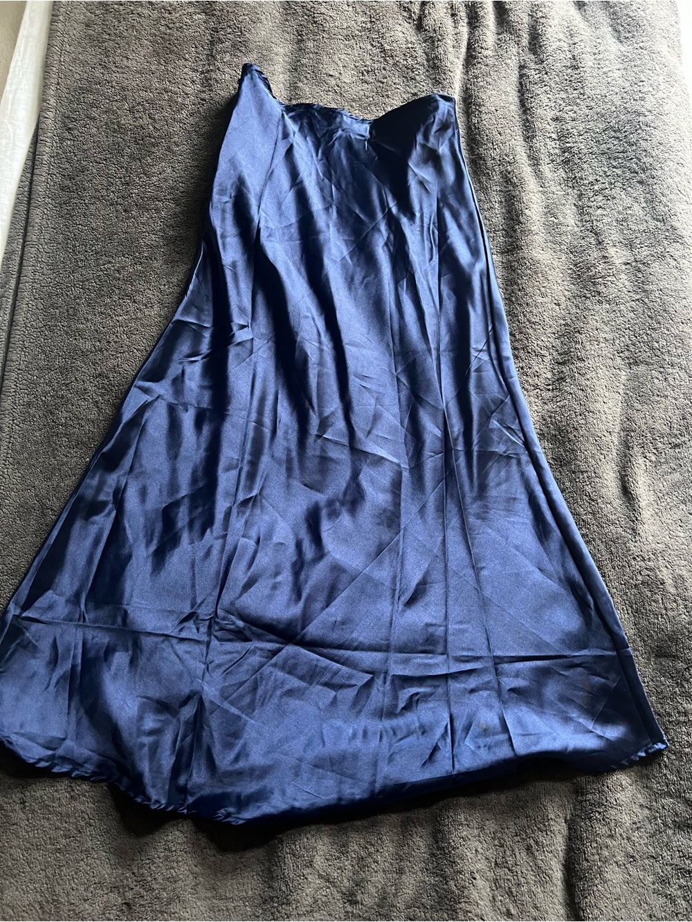 Vintage Kammo Dark Blue Satin Maxi Slip Skirt M - Picture 2 of 4